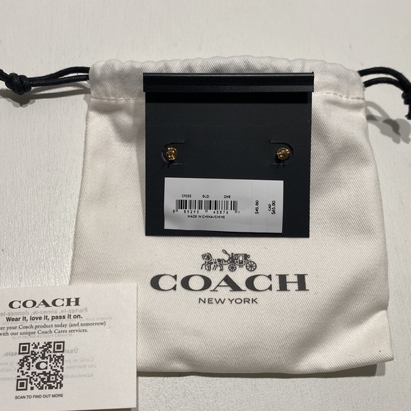 Coach Rexy Stud Dinosaur Mascot Earrings Gold Post Nwt Dust Bag - Picture 6 of 8